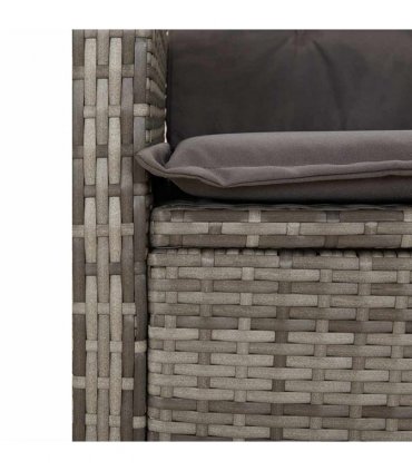 vidaXL 2 Piece Garden Dining Set with Cushions Grey Poly Rattan