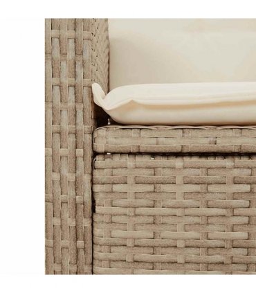 vidaXL 2 Piece Garden Dining Set with Cushions Beige Poly Rattan