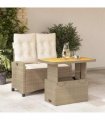 vidaXL 2 Piece Garden Dining Set with Cushions Beige Poly Rattan