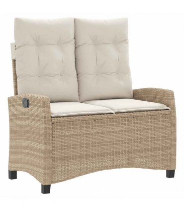 vidaXL 2 Piece Garden Dining Set with Cushions Beige Poly Rattan