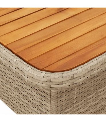 vidaXL 2 Piece Garden Dining Set with Cushions Beige Poly Rattan