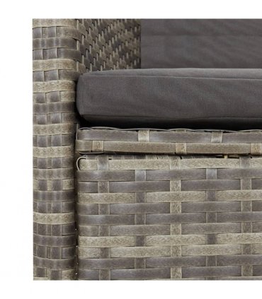 vidaXL 9 Piece Garden Dining Set with Cushions Grey Poly Rattan