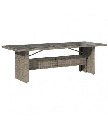 vidaXL 7 Piece Garden Dining Set with Cushions Grey Poly Rattan