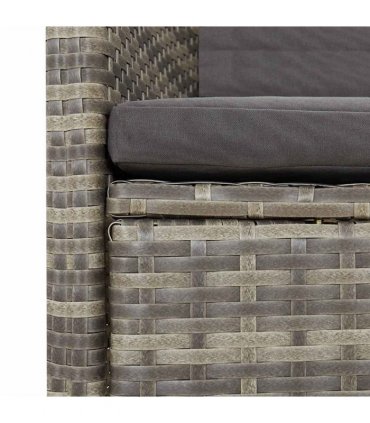vidaXL 7 Piece Garden Dining Set with Cushions Grey Poly Rattan
