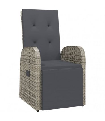 vidaXL 9 Piece Garden Dining Set with Cushions Grey Poly Rattan