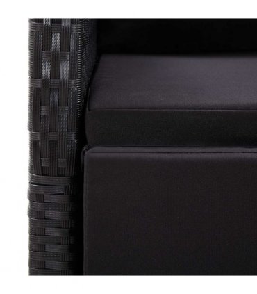 vidaXL 7 Piece Garden Dining Set with Cushions Black Poly Rattan