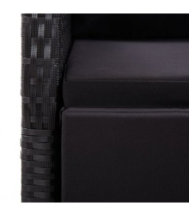 vidaXL 9 Piece Garden Dining Set with Cushions Black Poly Rattan