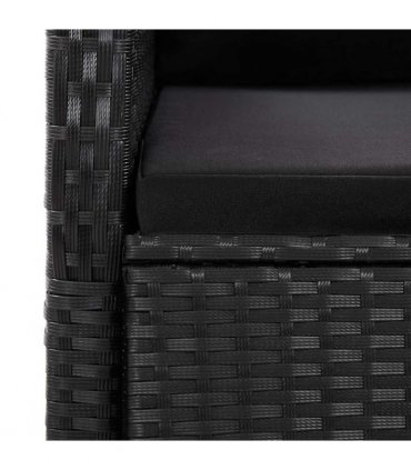 vidaXL 9 Piece Garden Dining Set with Cushions Black Poly Rattan