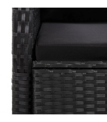 vidaXL 9 Piece Garden Dining Set with Cushions Black Poly Rattan