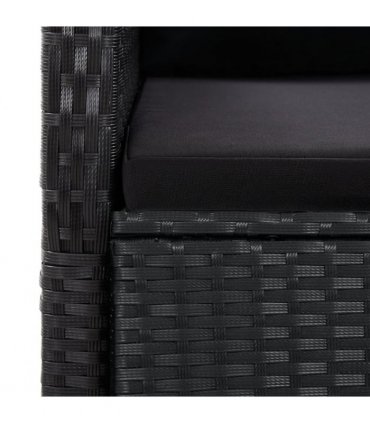 vidaXL 11 Piece Garden Dining Set with Cushions Black Poly Rattan