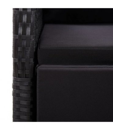 vidaXL 9 Piece Garden Dining Set with Cushions Black Poly Rattan