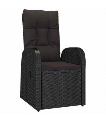 vidaXL 9 Piece Garden Dining Set with Cushions Black Poly Rattan