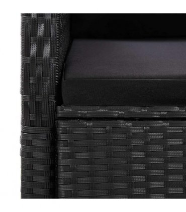 vidaXL 9 Piece Garden Dining Set with Cushions Black Poly Rattan