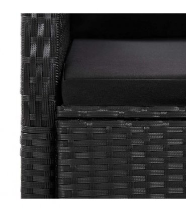 vidaXL 11 Piece Garden Dining Set with Cushions Black Poly Rattan