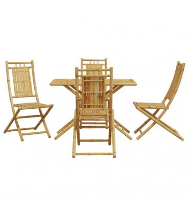 vidaXL 5 Piece Garden Dining Set Bamboo