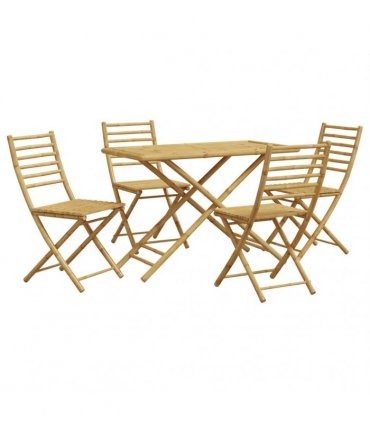vidaXL 5 Piece Garden Dining Set Bamboo