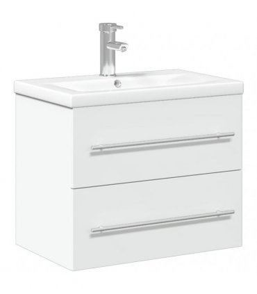 vidaXL Bathroom Sink Cabinet with Built-in Basin White