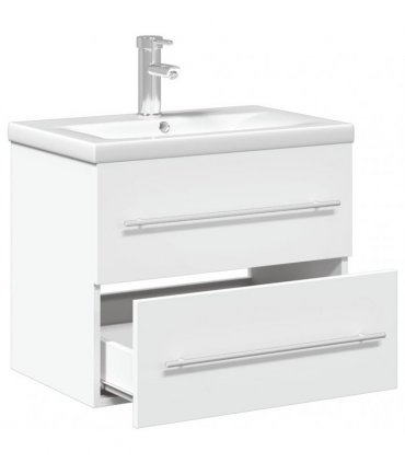 vidaXL Bathroom Sink Cabinet with Built-in Basin White