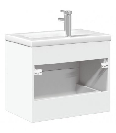 vidaXL Bathroom Sink Cabinet with Built-in Basin White