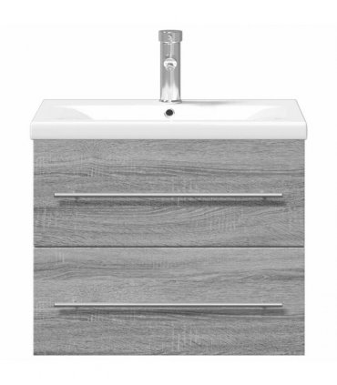 vidaXL Bathroom Sink Cabinet with Built-in Basin Grey Sonoma
