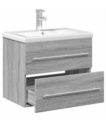 vidaXL Bathroom Sink Cabinet with Built-in Basin Grey Sonoma