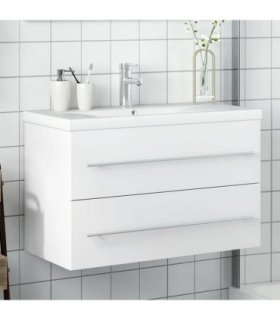 vidaXL Bathroom Sink Cabinet with Built-in Basin White