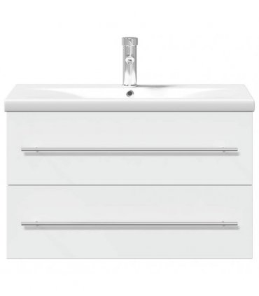 vidaXL Bathroom Sink Cabinet with Built-in Basin White
