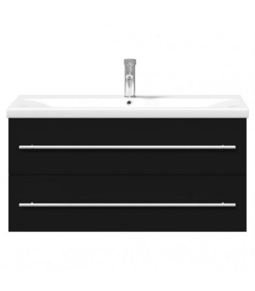 vidaXL Bathroom Sink Cabinet with Built-in Basin Black