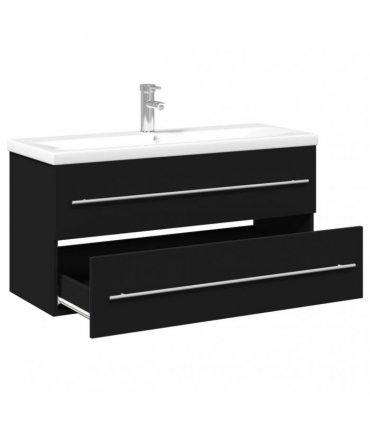 vidaXL Bathroom Sink Cabinet with Built-in Basin Black