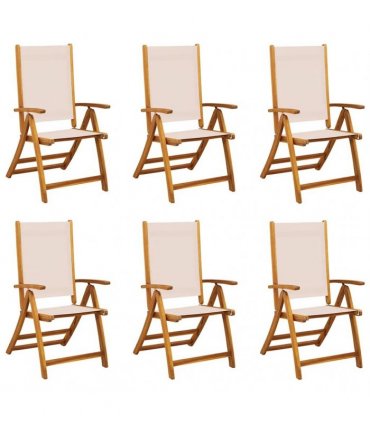 vidaXL Folding Chairs 6 pcs Solid Wood Acacia and Textilene