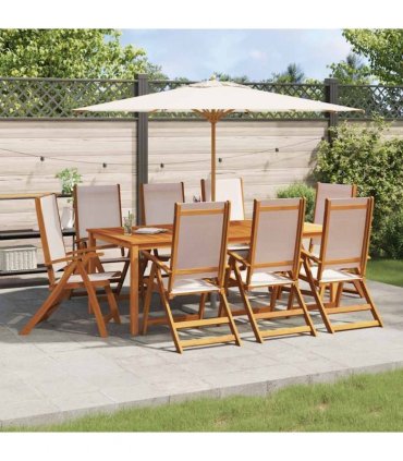 vidaXL Folding Chairs 8 pcs Solid Wood Acacia and Textilene