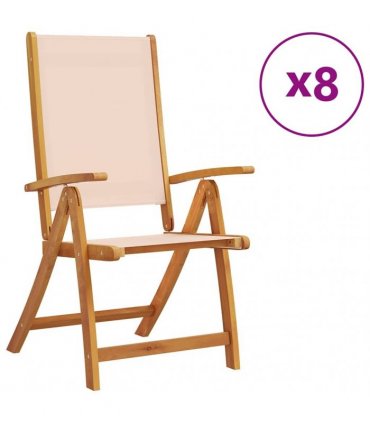 vidaXL Folding Chairs 8 pcs Solid Wood Acacia and Textilene