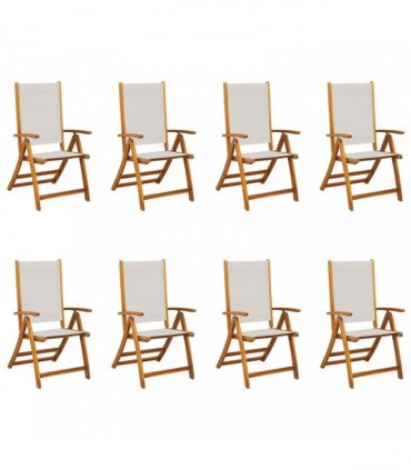 vidaXL Folding Chairs 8 pcs Solid Wood Acacia and Textilene