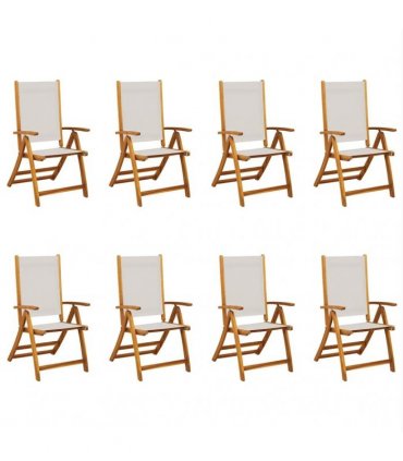 vidaXL Folding Chairs 8 pcs Solid Wood Acacia and Textilene