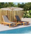 vidaXL Sun Loungers 2 pcs Black Solid Wood Acacia and Textilene