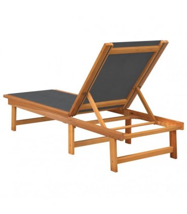 vidaXL Sun Loungers 2 pcs Black Solid Wood Acacia and Textilene