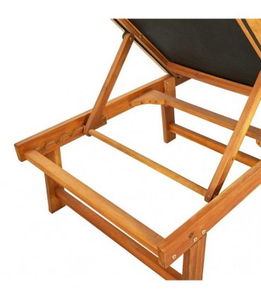 vidaXL Sun Loungers 2 pcs Black Solid Wood Acacia and Textilene