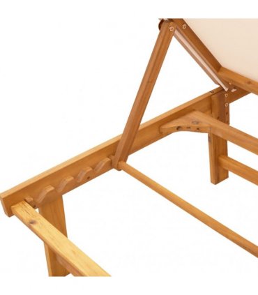 vidaXL Sun Loungers 2 pcs with Table Cream Solid Wood Acacia&Textilene