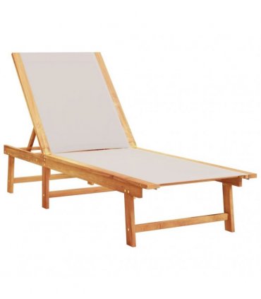 vidaXL Sun Loungers 2 pcs with Table Grey Solid Wood Acacia&Textilene