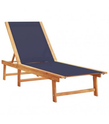 vidaXL Sun Loungers 2 pcs with Table Blue Solid Wood Acacia&Textilene