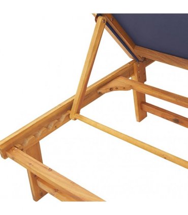 vidaXL Sun Loungers 2 pcs with Table Blue Solid Wood Acacia&Textilene