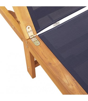 vidaXL Sun Loungers 2 pcs with Table Blue Solid Wood Acacia&Textilene