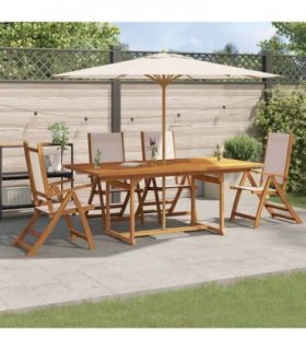 vidaXL 5 Piece Garden Dining Set Solid Wood Acacia and Textilene