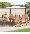 vidaXL 7 Piece Garden Dining Set Solid Wood Acacia and Textilene