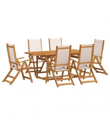 vidaXL 7 Piece Garden Dining Set Solid Wood Acacia and Textilene