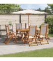 vidaXL 7 Piece Garden Dining Set Solid Wood Acacia and Textilene