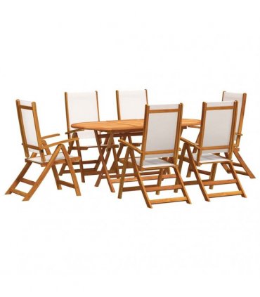 vidaXL 7 Piece Garden Dining Set Solid Wood Acacia and Textilene