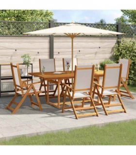 vidaXL 7 Piece Garden Dining Set Solid Wood Acacia and Textilene