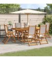 vidaXL 7 Piece Garden Dining Set Solid Wood Acacia and Textilene
