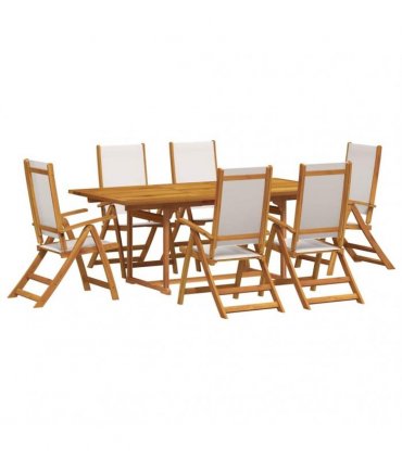 vidaXL 7 Piece Garden Dining Set Solid Wood Acacia and Textilene